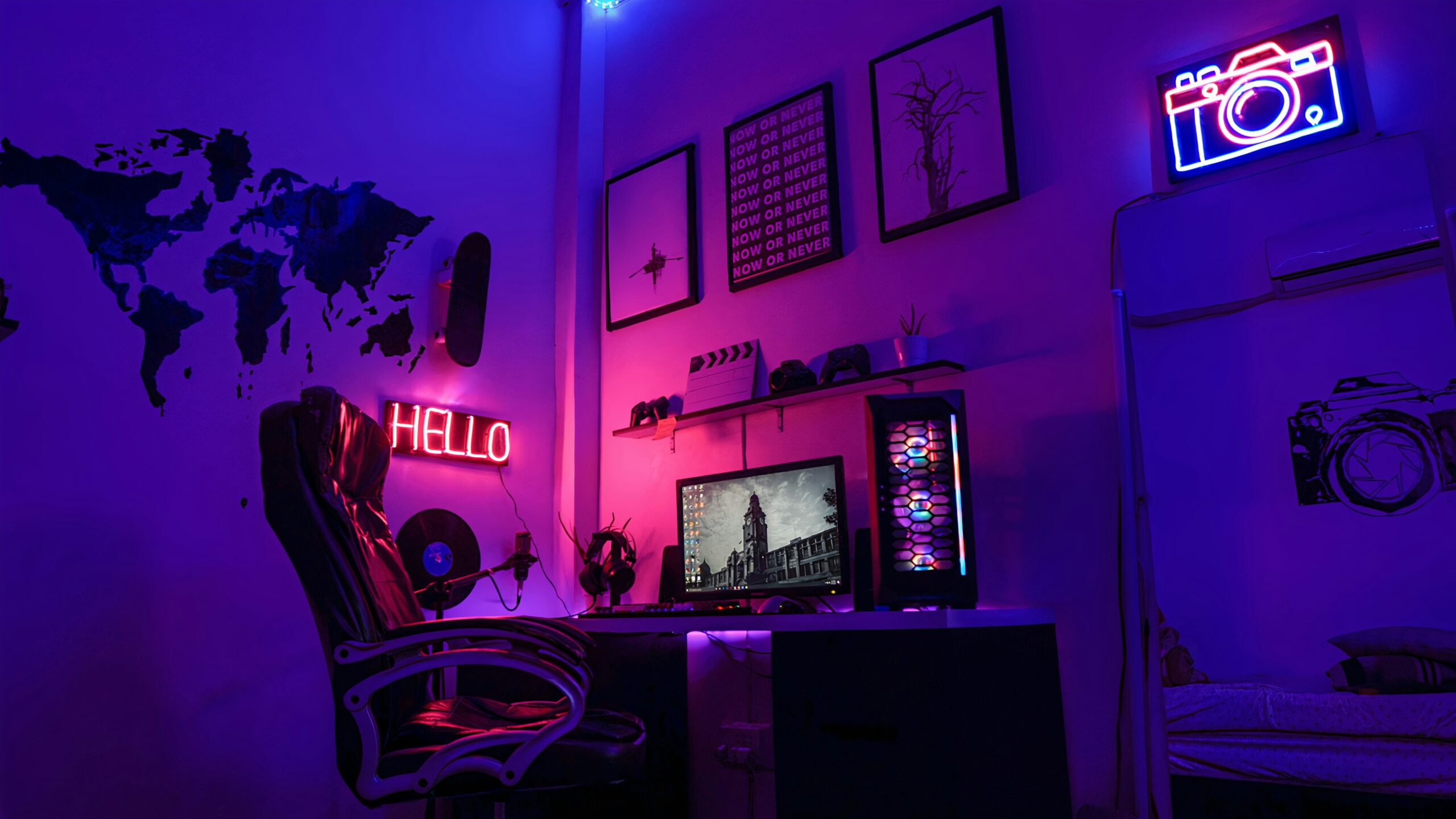RGB gaming setup with custom PC tower monitor and neon lights at ZAT Gaming Store Pakistan About Us